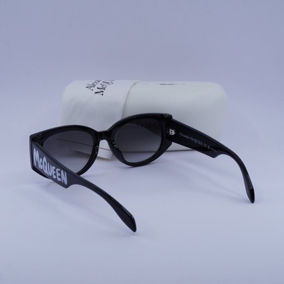 Alexander McQueen AM0330S 001 Oval Sunglasses - Black/Grey - Picture 6 of 10